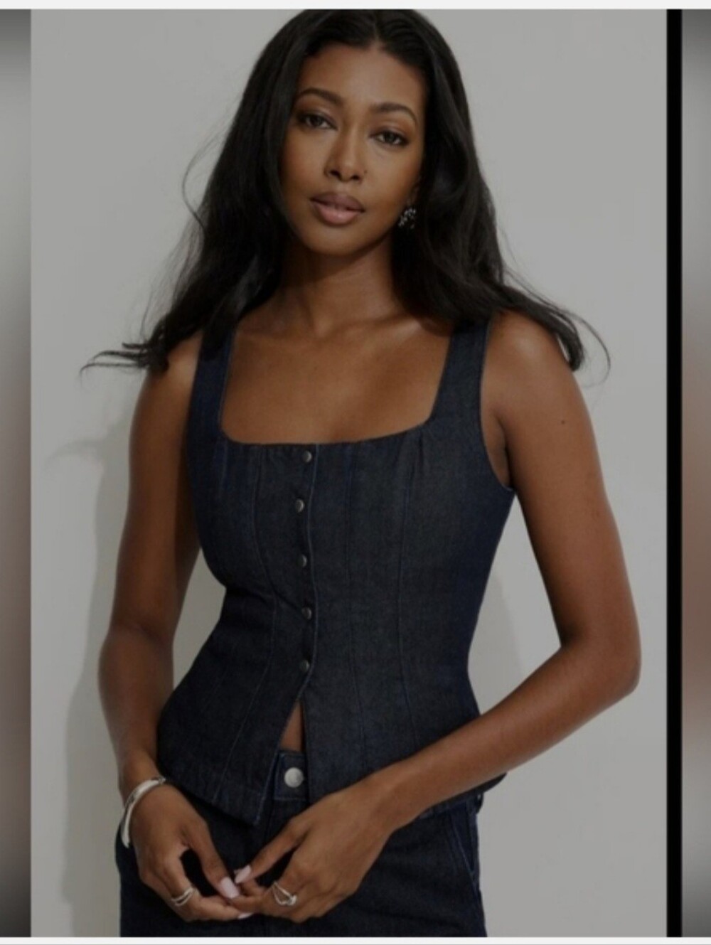 Snap Front Denim Corset Top NWT